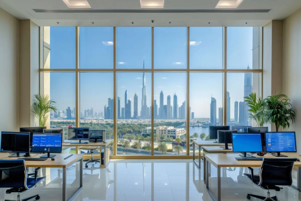 Office with a panoramic view of the Dubai skyline